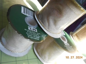 5 rolls XMAS Ribbon for floral, crafts: white/ gold trim glitter, 4 yds. ea - Picture 1 of 3