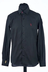 Billionaire Men's SHIRT FLAVIO Italian Collar Black Cotton 100% size 39/15 - Picture 1 of 4