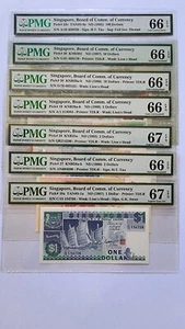 $1-$2-$5-$10-$50-$100 SINGAPORE BOARD OF COMM.OF CURRENCY PMG66/67EPQ - Picture 1 of 5