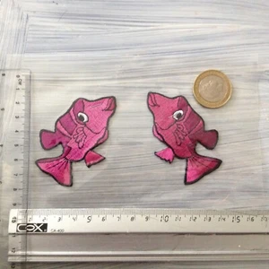 2 fish embroidered iron on patches - Picture 1 of 2