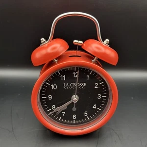 La Crosse Clock Co. ⏰Twin Bell Alarm Clock⏰ Red - Analog - Tested Works - Retro - Picture 1 of 12
