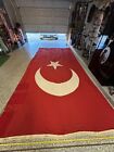 Large Vintage 40s 50s Linen Turkey Country Flag Naval