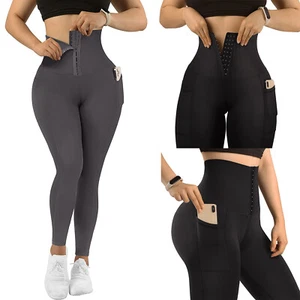 Women Waist Trainer Corset Leggings Body Shaper Tummy Control Yoga Sport Pants - Picture 1 of 47