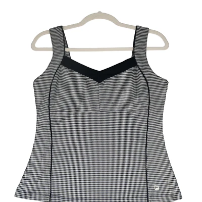Regata Fila feminina S azul Gingham ajustada academia atlética caminhada boho - Imagem 1 de 4