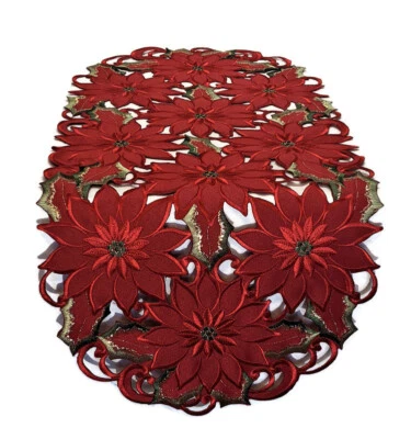 Doily Boutique Corredor de Mesa, Bufanda Cómoda o Tapete Navidad Rojo Flor de Pascua Foto 1 de 4