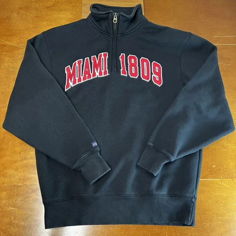 Miami RedHawks Sweatshirt Womens Medium Black 1/4 Zip Pullover Jansport Cover