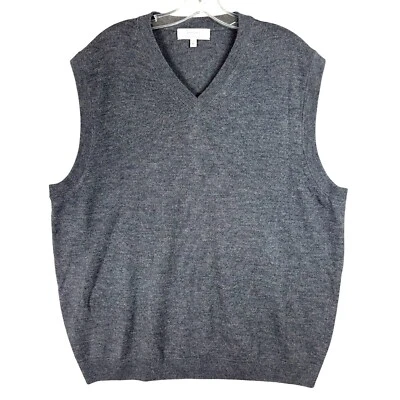 Turnbury Sweater Vest Men XL Gray Extra Fine Merino Wool V-Neck Classic Knit - Image 1 of 4