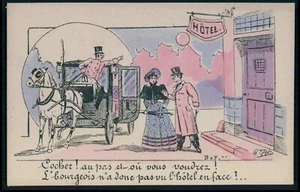 Cómic humor mujer desnuda tema hotel burdel prostituta original década de 1910 postal - Imagen 1 de 2