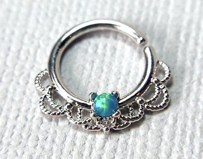 Anillo de aro de filigrana de ópalo 1 pieza para nariz tabique torre Daith tragus oreja cartílago Foto 1 de 4