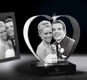 Cristallo Cuore 3D - Vetro Personalizzato Inciso Laser - 3 Misure - Migliore Idea Regalo - Foto 1 di 8