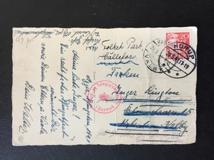 DENMARK 1941 HURUP POSTMARK ON REDIRECTED POSTCARD + POST & TELEGRAPH CACHET - Picture 1 of 2