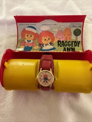 RAGGEDY ANN  WRIST WATCH SET  1971 BRADLEY IN THE BOX * - Image 1 of 4
