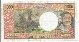 P-2h 2003 French Pacific Territories 1000 franc note (world/lot)Comb Ship - Picture 1 of 2
