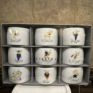 JUEGO DE 9 SERVILLETEROS "RENOS" GRANERO DE CERÁMICA CON CAJA - INCLUYE RUDOLFO - Imagen 1 de 9