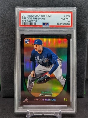 Tarjeta de novato Bowman Chrome Freddie Freeman RC 2011 refractor PSA 8 #185 Foto 1 de 3