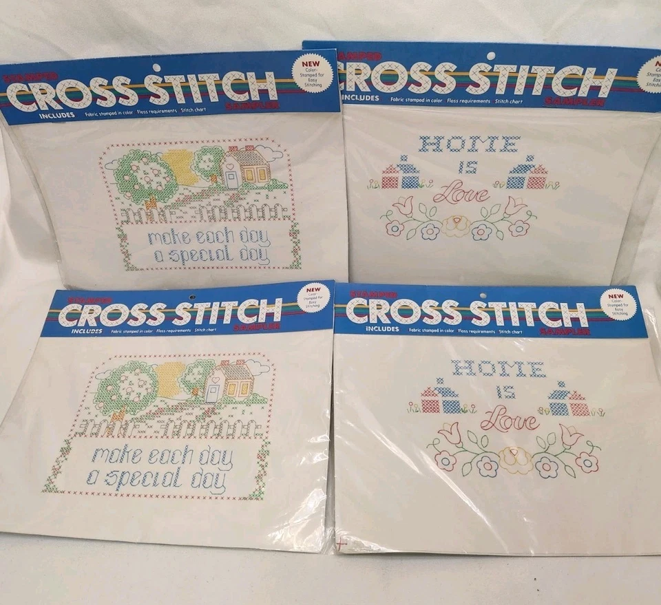lote de 4 puntos de cruz...El hogar es amor...Haz de cada día un día especial...puntada de cruz Foto 1 de 4