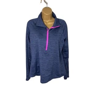 Under Armour ColdGear 1/2 Zip Pullover Long Sleeve Athletic Top Navy Pink L - Picture 1 of 6