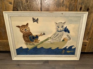 Vtg Signed Original Watercolor Painting Art KIRKLAND The Owl & The Pussycat Book - Picture 1 of 21