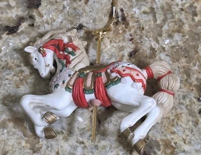 Vintage Carousel Horse Ceramic Christmas Ornament 4" - Image 1 of 4