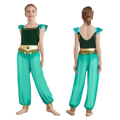 Kids Girl Costume Chiffon Bodysuit Carnival Dancewear Birthday Arabian Cosplay - Image 1 of 4