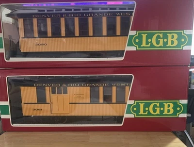Set of two LGB G gauge Denver and Rio Grande Western Passenger cars #3080, #3081 - Image 1 of 2