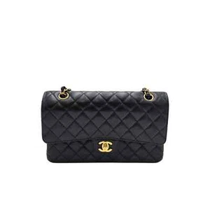 Chanel Classic Black Double Flap Chain Medium Bag Gold Hardware - Picture 1 of 12