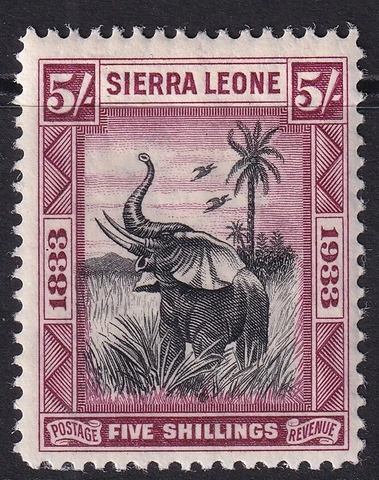 SIERRA LEONE SG178 1933 5/- WILBERFORCE BLACK AND PURPLE-Unmounted mint Cover