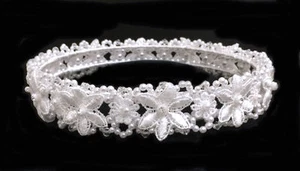 White Flower Girl Headpiece for Wedding.White Headpiece.1"Tall.4.75" Diameter - Picture 1 of 2
