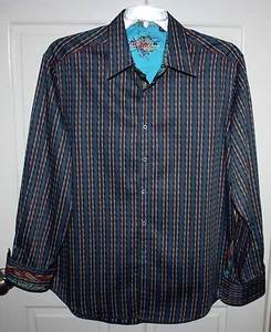 NUEVA Camisa para Hombre Robert Graham Multicolor Mangas Largas Talla Grande - Imagen 1 de 7