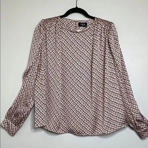 Vici Brown White Mauve Pink Print Polyester Women's Top Size Medium NWT - Picture 1 of 13