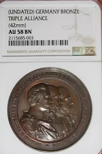 NGC (UNDATED) GERMANY BRONZE TRIPLE ALLIANCE (42mm) AU 58 BN #B40910 - Picture 1 of 2