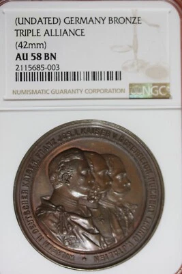 NGC (UNDATED) GERMANY BRONZE TRIPLE ALLIANCE (42mm) AU 58 BN #B40910 - Image 1 of 2