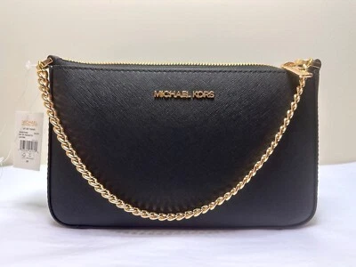 Bolso Bandolera MICHAEL KORS Jet Set Cadena MD Cremallera Cuero Saffiano Negro Bolso Foto 1 de 4
