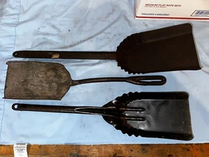 Three Metal Coal & Wood Ash Stove Fireplace Cleaning Shovels - Picture 1 of 6