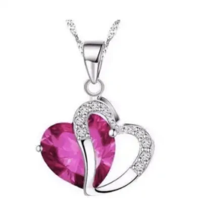 Collar colgante de corazón de piedra de nacimiento enchapado en plata 925 cadena de cuerda regalo de amor para mujer Foto 1 de 4