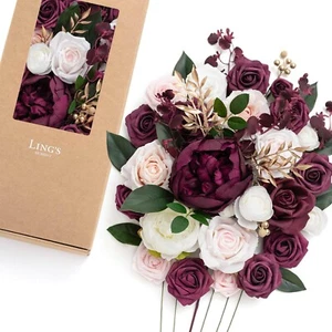 Ling's Moment Marsala Artificial Flowers Box Set for DIY Wedding Bouquets Cen... - Picture 1 of 4