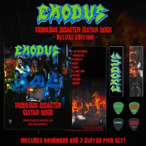 Exodus "Fabulous Disaster Guitar Book" Deluxe Edition Tab con segnalibro + set di scelte! - Foto 1 di 5