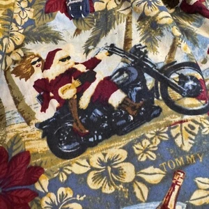 Tommy Bahama Santa Christmas Pajama Lounge Medium Hawaiian Motorcycle Biker - Picture 1 of 7