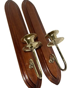 Par de Candelabros Madera Metal 17.5" L x 3" con Hogar Interior y Regalos Colgantes - Imagen 1 de 5