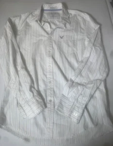 American Eagle Vintage Fit Long Sleeve Button Down White Shirt - Picture 1 of 3