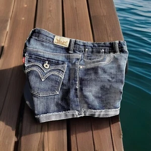 LEVI'S SHORTY SHORTS STRETCH DENIM JEAN SHORTS FRAYED HEMS GIRLS 14 REG MSRP $44 - Picture 1 of 8