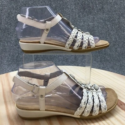 Sandalias Easy Spirit para mujer 6 M Hattie correa al tobillo cuero plateado gancho y lazo Foto 1 de 4