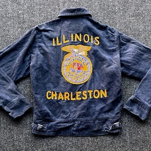 FFA Jacket Corduroy Vintage 70's Charleston Illinois Patches Mens Size 34 - Picture 1 of 9