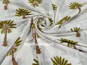 Palm Tree Design Cotton Fabric Women Dressmaking Sewing Craft Running Fabric - Picture 1 of 5