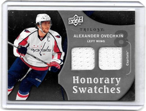 ALEXANDER OVECHKIN 2009-10 UD TRILOGY HONORARY SWATCHES  DUAL GAME USED JERSEYS
