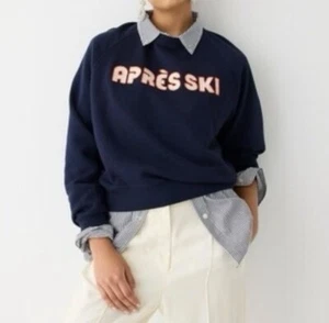 J Crew Womens Apres Ski Sweatshirt Plus Size S Navy Blue Pullover NWT Winter - Picture 1 of 8