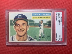 1956 Topps #69 Chuck Tanner PSA 6 Milwaukee Braves - Gray Back VAR.