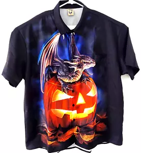 Camicia Hardaddy Uomo XL Drago Zucca Poliestere Manica Corta - Foto 1 di 9