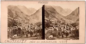 Hautes-Pyrénées.Cauterets.Prise Mamelon Vert.Stereoview.Photo Stereo Albuminée. - Picture 1 of 2