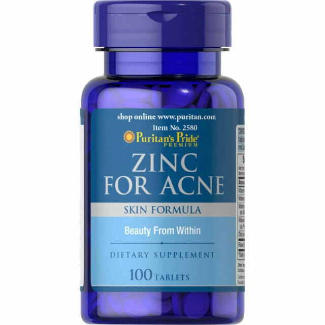 Puritan's Pride Vitamins Zinc for Acne Tablets - 100 Count